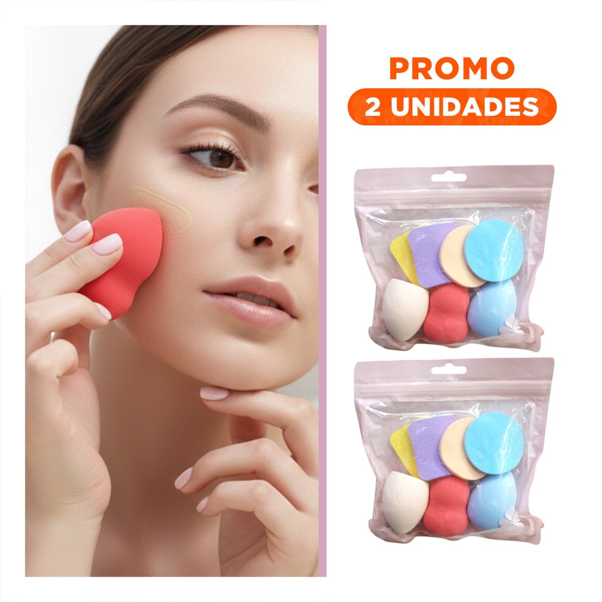 PACK2 COMPLEMENTO COMPACTO MULTICOLOR PARA MAQUILLAJE CON 7 PIEZAS FACIL DE USAR - 1