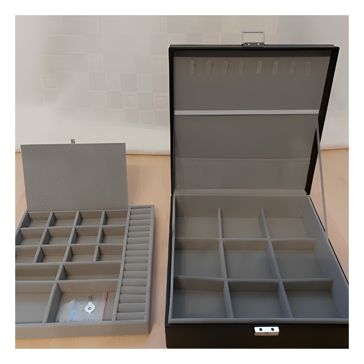 ORGANIZADOR MANUAL NEGRO PARA JOYERO 2 NIVELES INTERIORES FACIL DE MANEJAR Y+PAPEL REGALO - 3