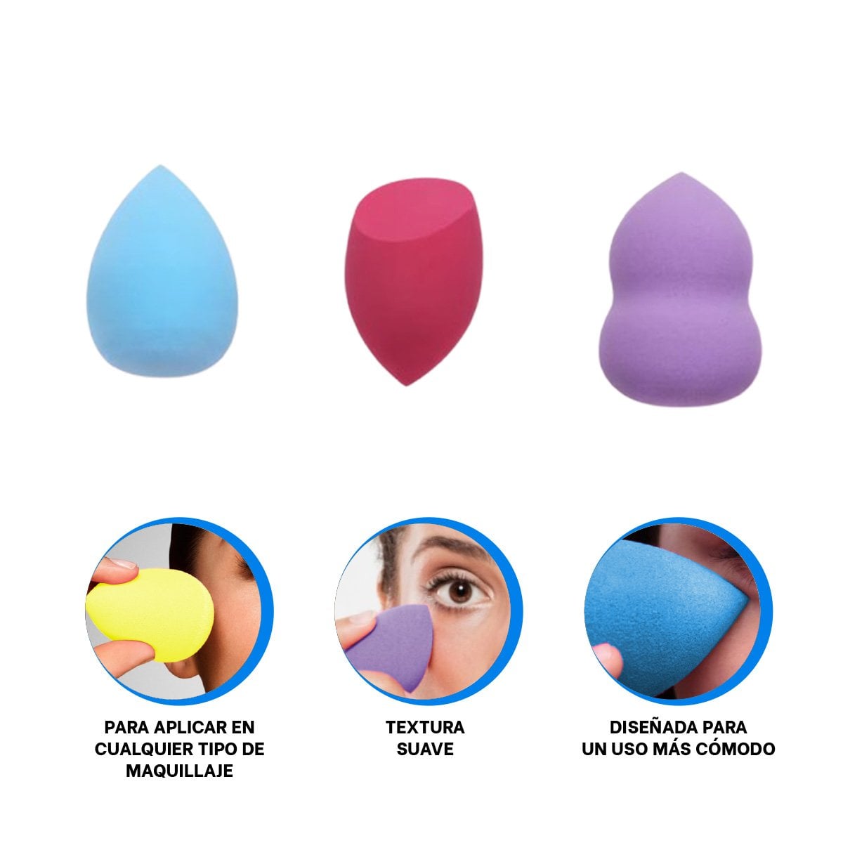 APLICADOR MULTICOLOR PARA MAQUILLAJE CON 7 PIEZAS RESISTENTE Y PRACTICO - 3