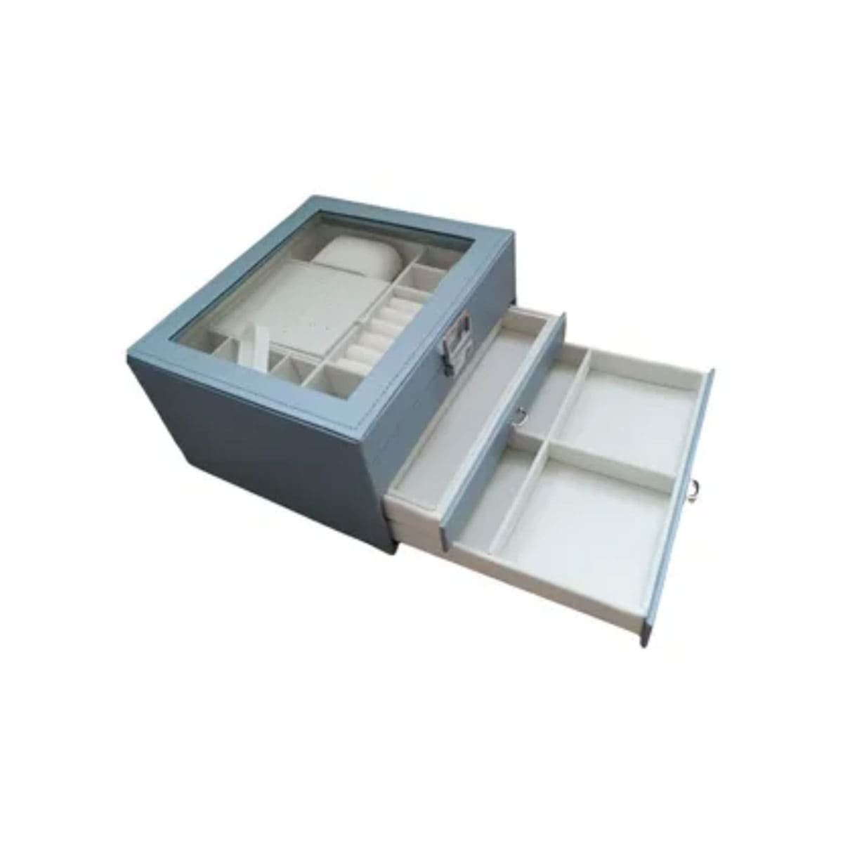 ORGANIZADOR PORTATIL CELESTE ACERO PARA JOYERO 3 NIVELES COMODO Y LIGERO PRO Y+LIGAS REGALO - 3