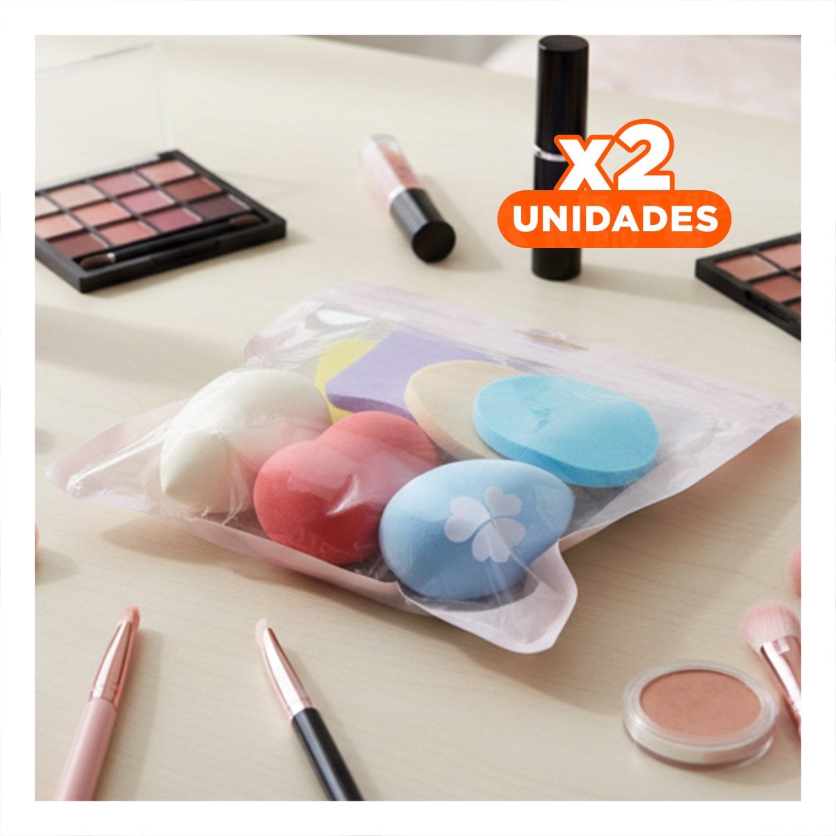 PACK2 COMPLEMENTO CLASICO MULTICOLOR PARA MAQUILLAJE CON 7 PIEZAS RESISTENTE Y+REGALO STICKER - 1
