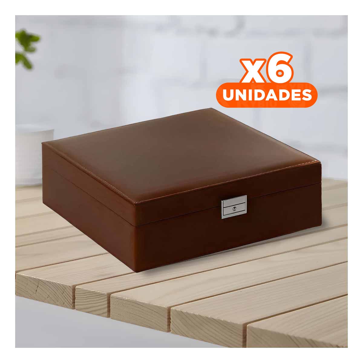 PACK6 ESTUCHE ORGANIZADORA MARRON PARA JOYERO 2 NIVELES RESISTENTE PRACTICO Y+REGALO STICKER - 1