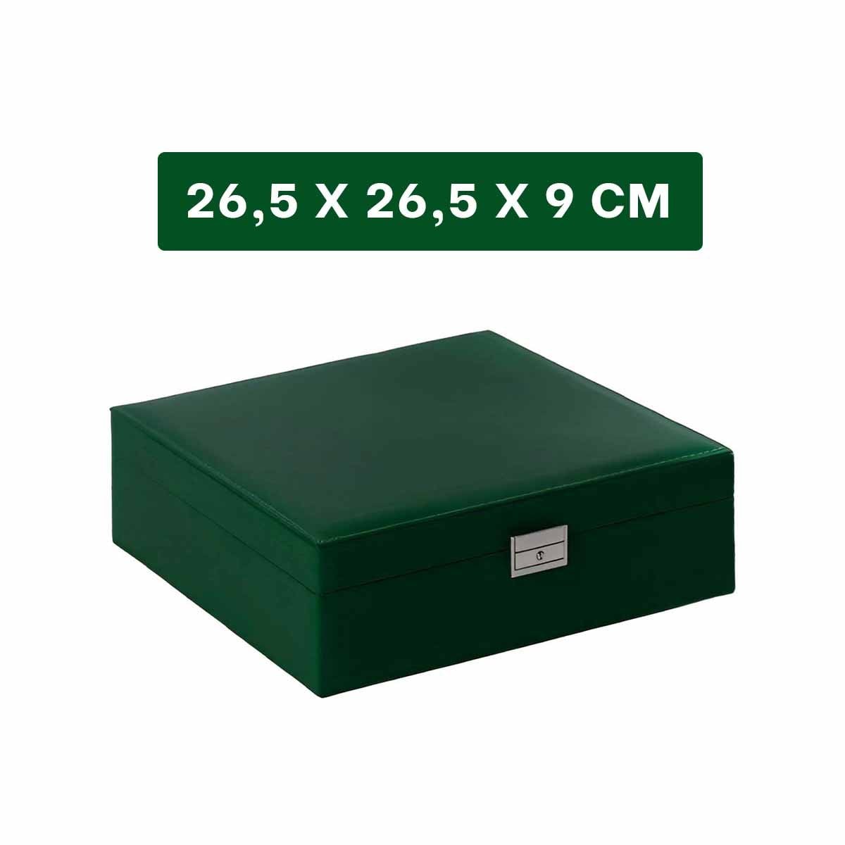 ORGANIZADOR MANUAL VERDE OSCURO PARA JOYERO 2 NIVELES FACIL CONFIABLE UTIL Y+PAPEL REGALO - 4