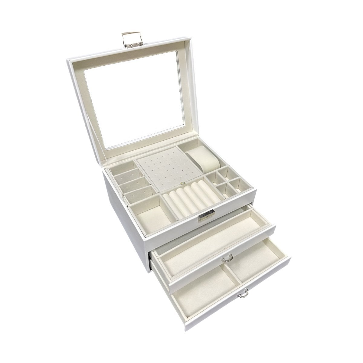 ORGANIZADOR PORTATIL BLANCO PARA JOYERO 3 NIVELES LIGERO Y PRACTICO PARA VIAJES Y+LIGAS REGALO - 3