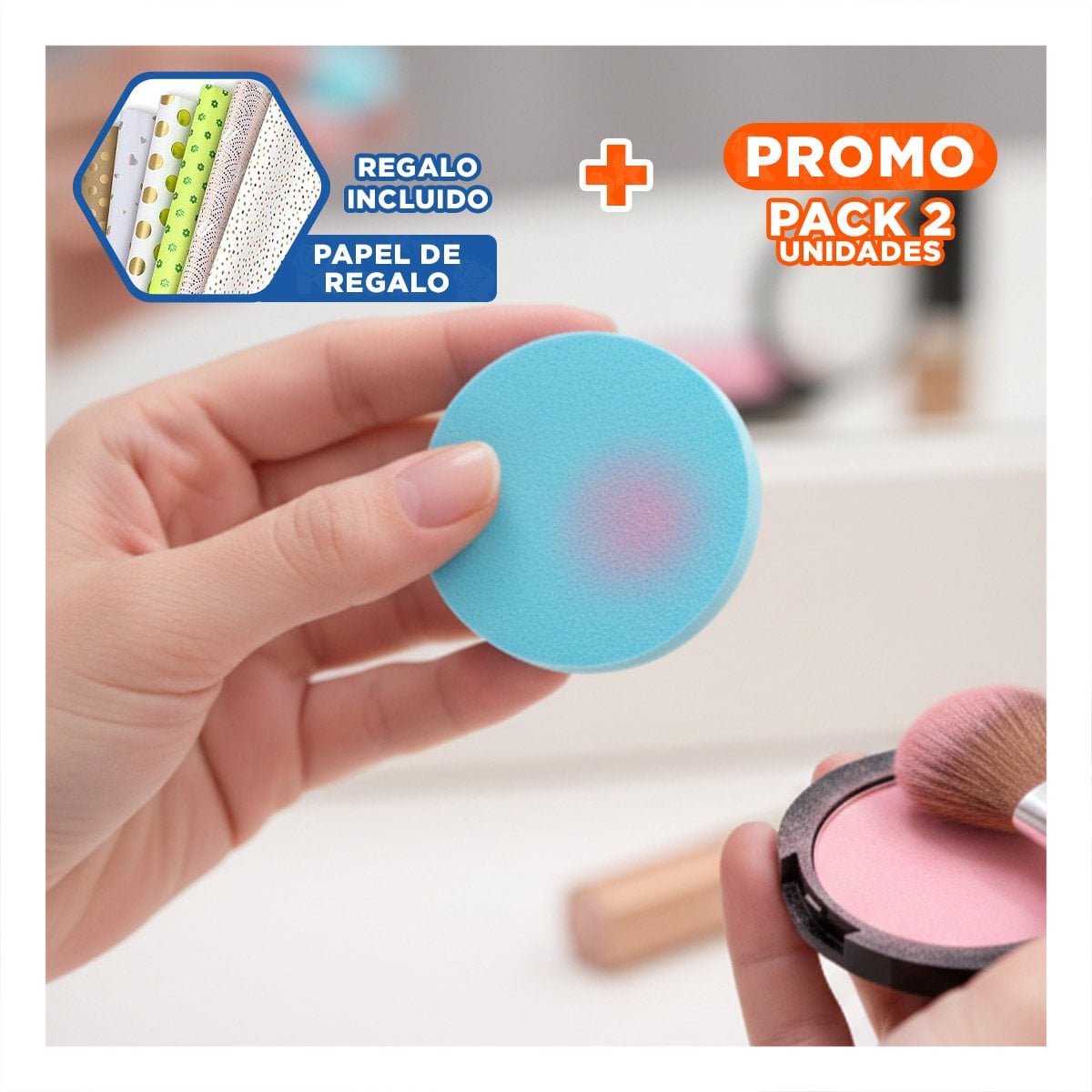 PACK2 COMPLEMENTO PORTATIL MULTICOLOR PARA MAQUILLAJE CON 7 PIEZAS COMODO Y+PAPEL REGALO - 1