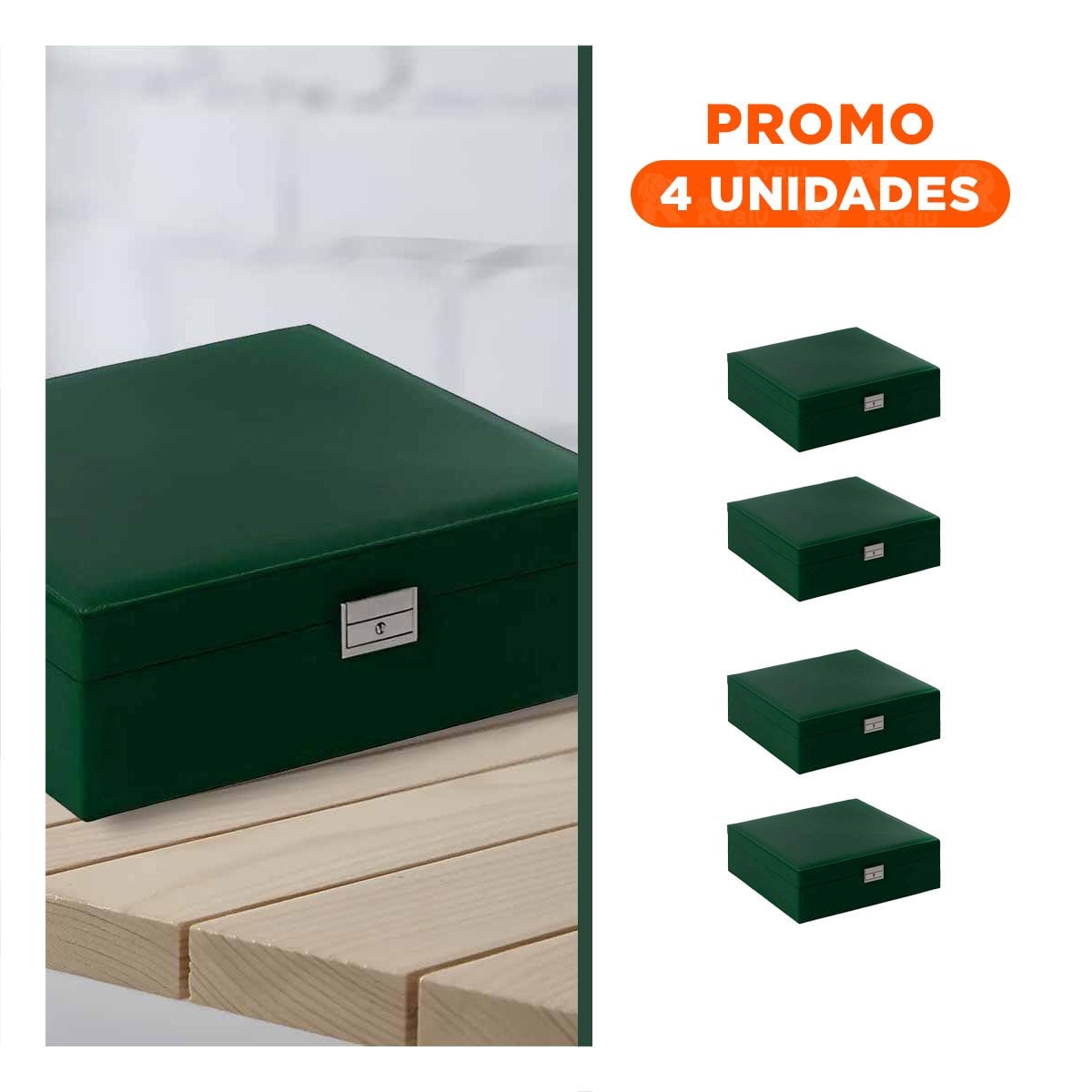 PACK4 CAJA ORGANIZADORA VERDE OSCURO PARA JOYERO 2 NIVELES RESISTENTE PRACTICA Y+REGALO STICKER - 1
