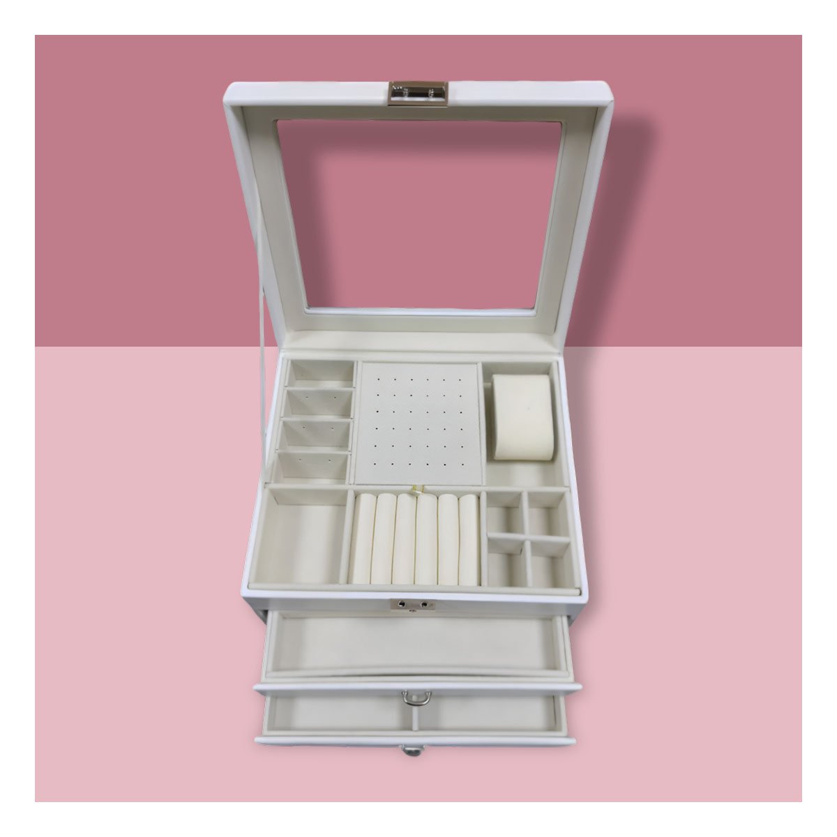 PACK4 CAJA ORGANIZADORA BLANCO PARA JOYERO 3 NIVELES RESISTENTE Y PRACTICA - 5