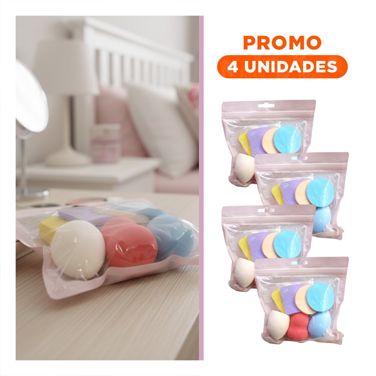PACK4 HERRAMIENTA COMPACTA MULTICOLOR PARA MAQUILLAJE CON 7 PIEZAS FACIL Y+REGALO STICKER - 1