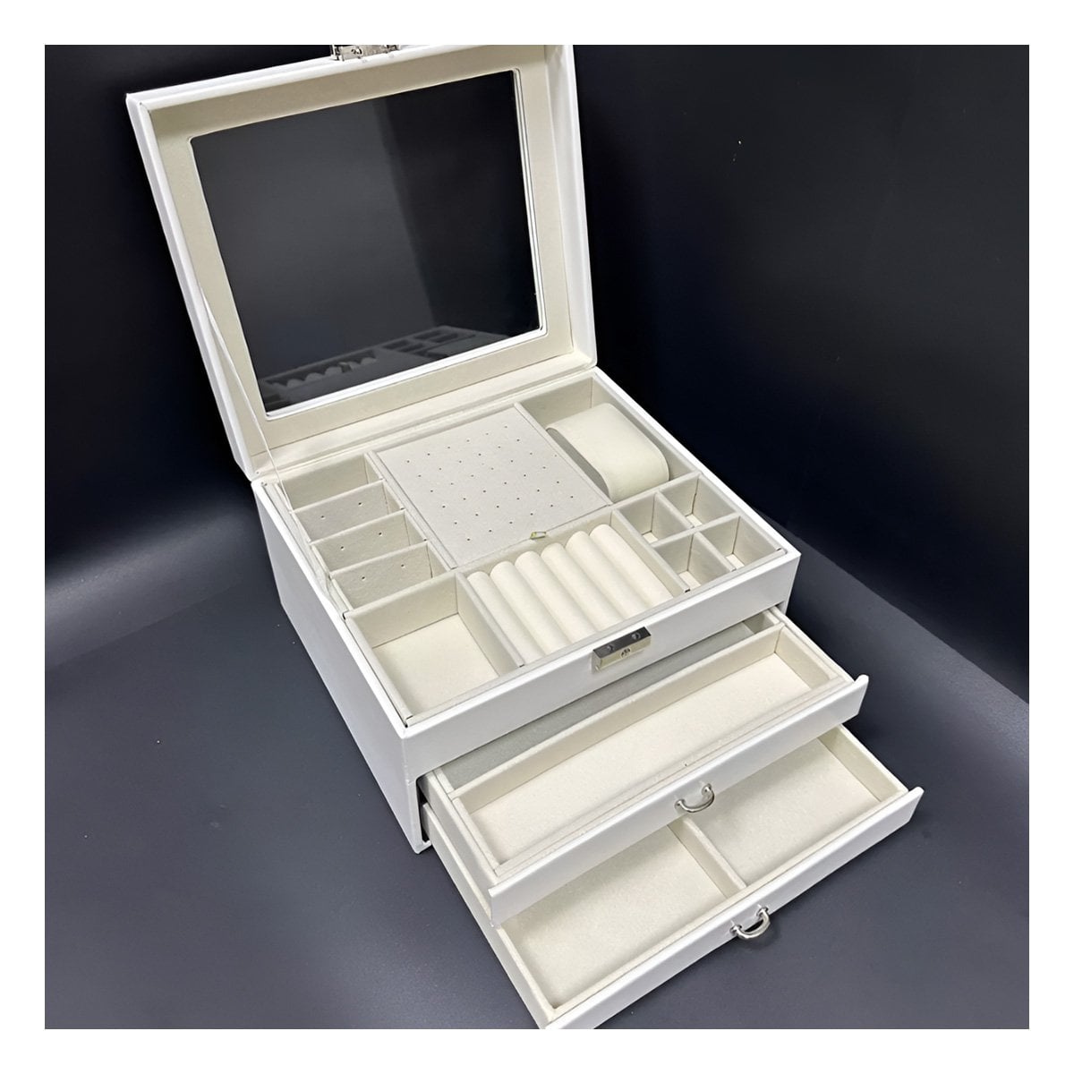 PACK2 CONTENEDOR COMPACTO BLANCO PARA JOYERO 3 NIVELES COMODO Y UTIL - 2