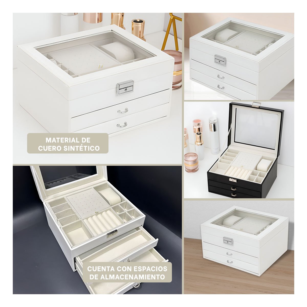 ORGANIZADOR PROFESIONAL BLANCO PARA JOYERO 3 NIVELES DURADERO Y SEGURO PARA USO Y+POST IT - 1