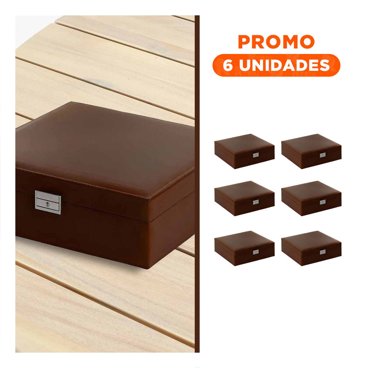 PACK6 CAJA ORGANIZADORA PORTATIL MARRON PARA JOYERO 2 NIVELES LIGERA PRACTICA DURABLE - 1