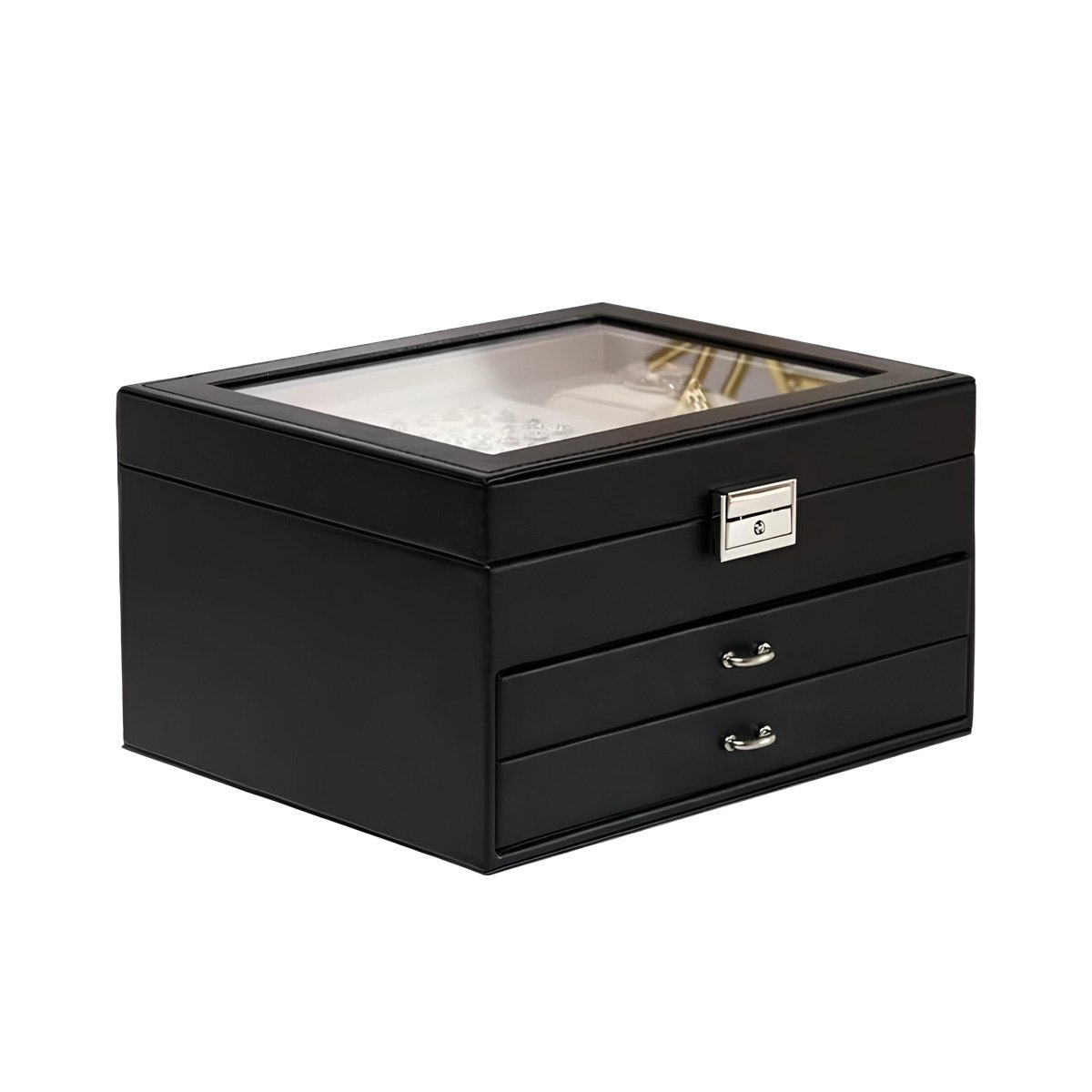 ORGANIZADOR MANUAL NEGRO PARA JOYERO 3 NIVELES FACIL DE MANEJAR Y CONFIABLE Y+PAPEL REGALO - 1