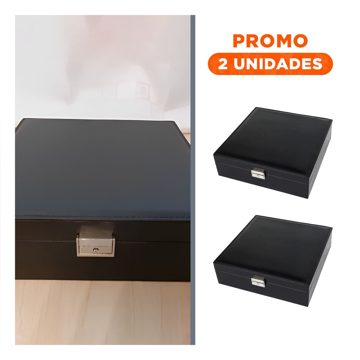 PACK2 CONTENEDOR NEGRO PARA JOYERO 2 NIVELES INTERIORES RESISTENTE PRACTICO DURABLE - 1