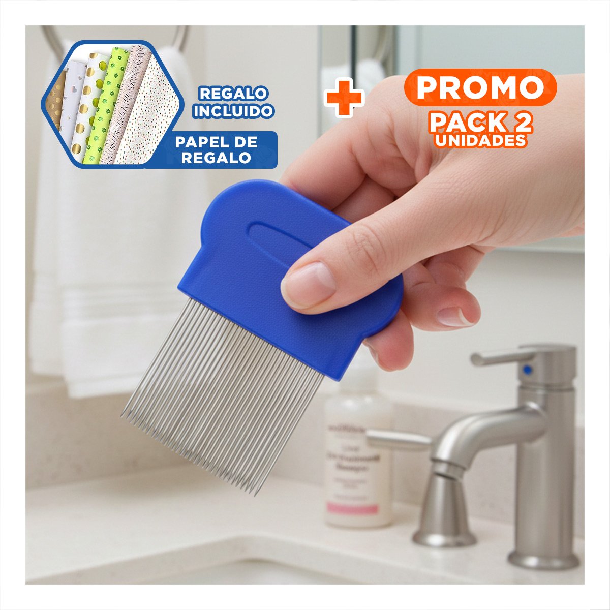 PACK2 HERRAMIENTA COMPACTA AZUL PARA PIOJOS Y LIENDRES FACIL DE USAR Y+PAPEL REGALO - 1