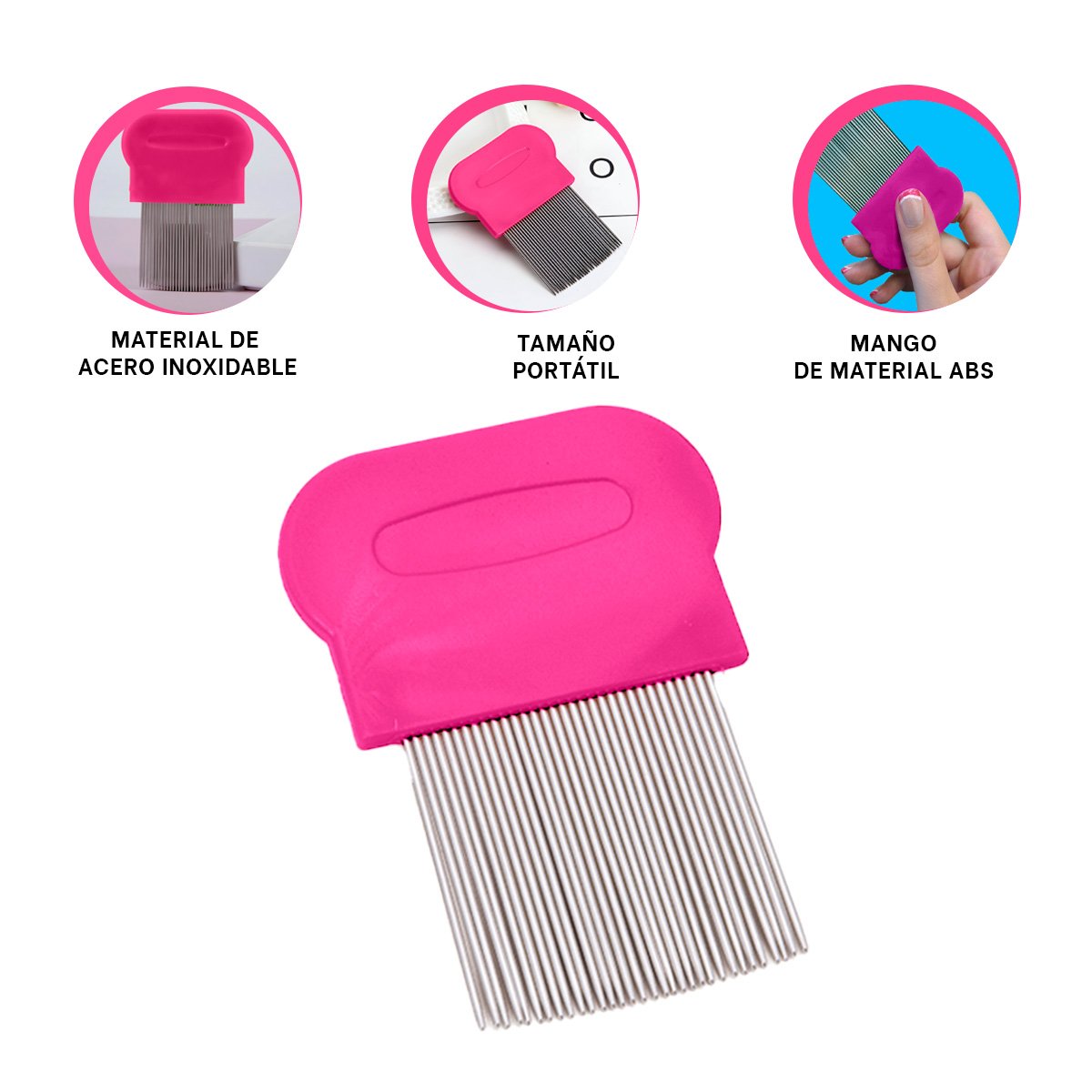 APLICADOR FUCSIA PARA PIOJOS Y LIENDRES RESISTENTE Y PRACTICO EN CASA - 3
