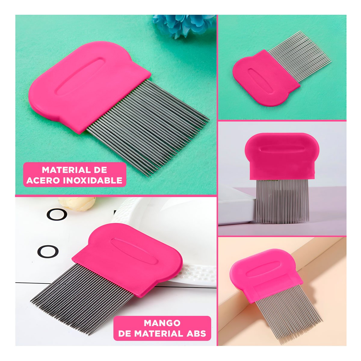 APLICADOR FUCSIA PARA PIOJOS Y LIENDRES RESISTENTE Y PRACTICO EN CASA - 5