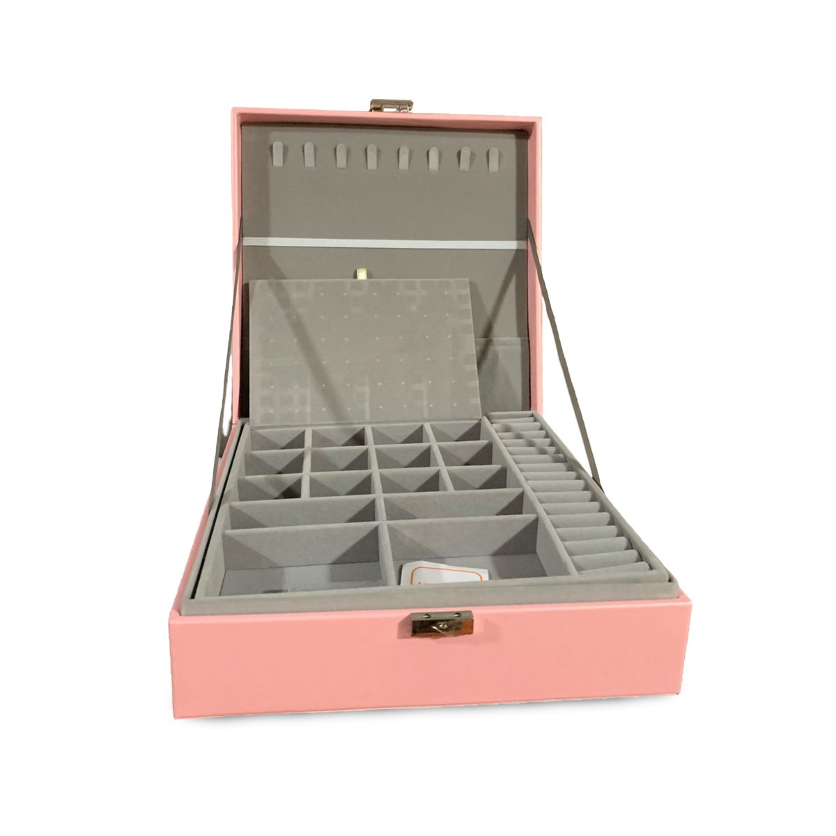 ORGANIZADOR MANUAL ROSADO PARA JOYERO 2 NIVELES FACIL CONFIABLE UTIL Y+PAPEL REGALO - 1