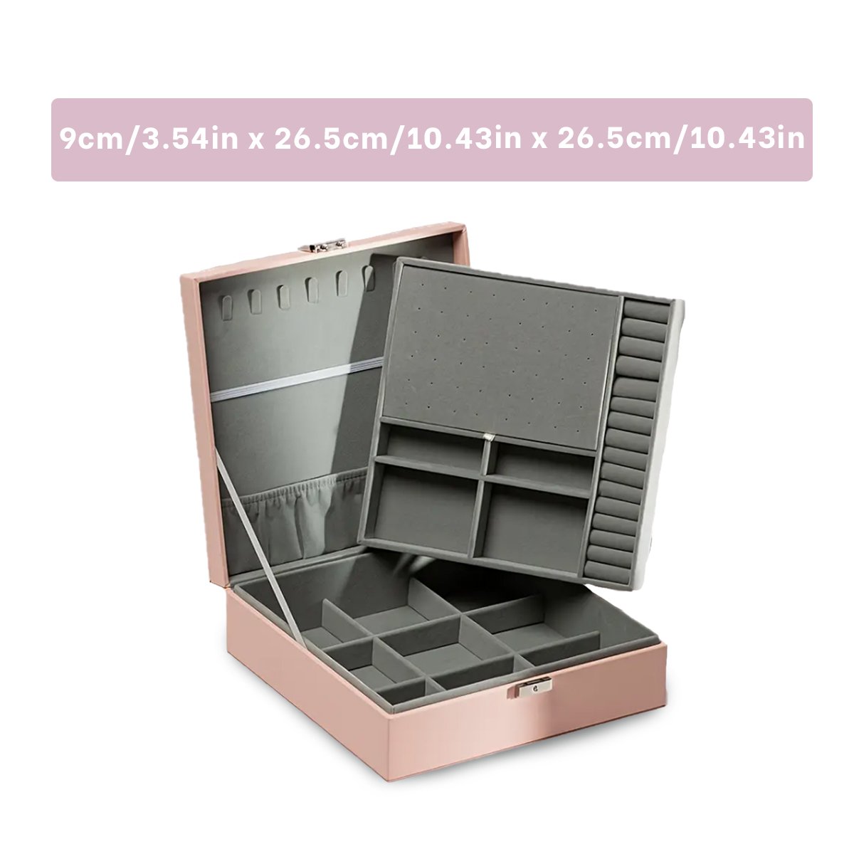 ORGANIZADOR MANUAL ROSADO PARA JOYERO 2 NIVELES FACIL CONFIABLE UTIL Y+PAPEL REGALO - 4