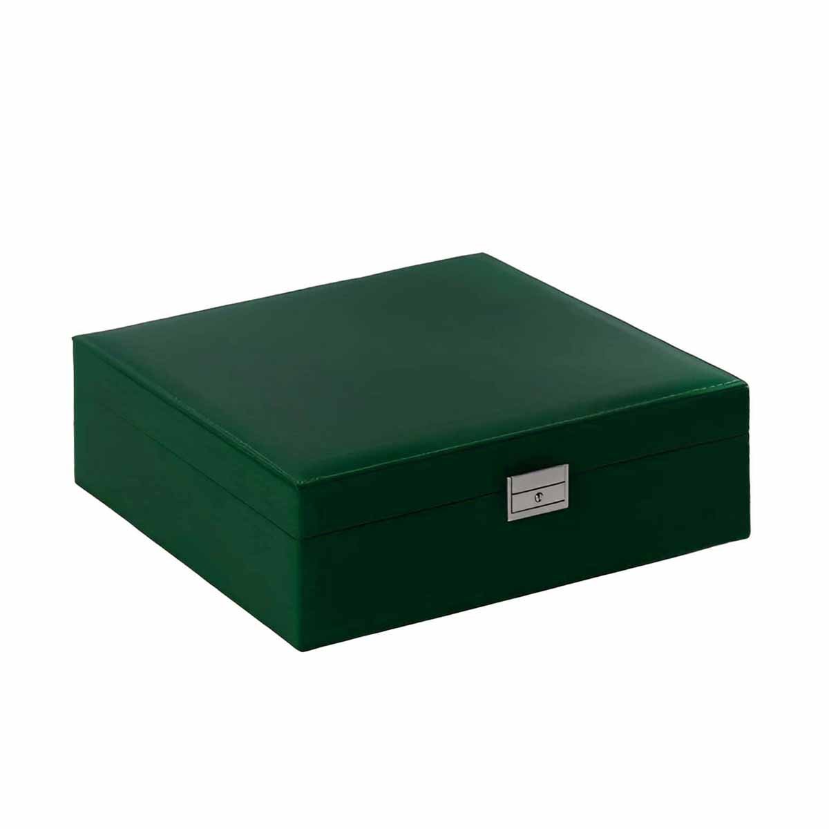PACK2 CONTENEDOR COMPACTO VERDE OSCURO PARA JOYERO 2 NIVELES COMODO UTIL Y+REGALO STICKER - 2