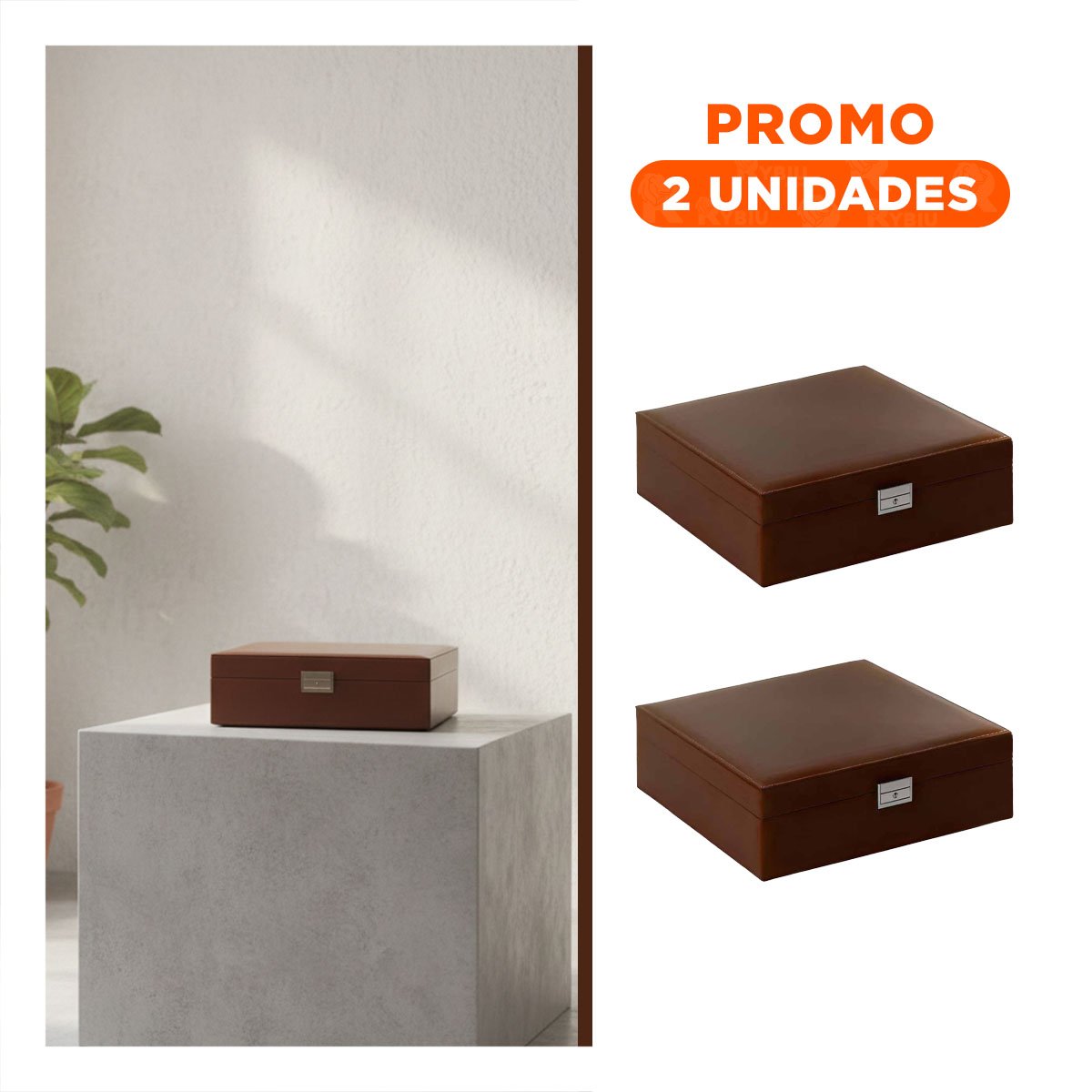 PACK2 CONTENEDOR COMPACTO MARRON PARA JOYERO 2 NIVELES COMODO UTIL LIGERO - 1