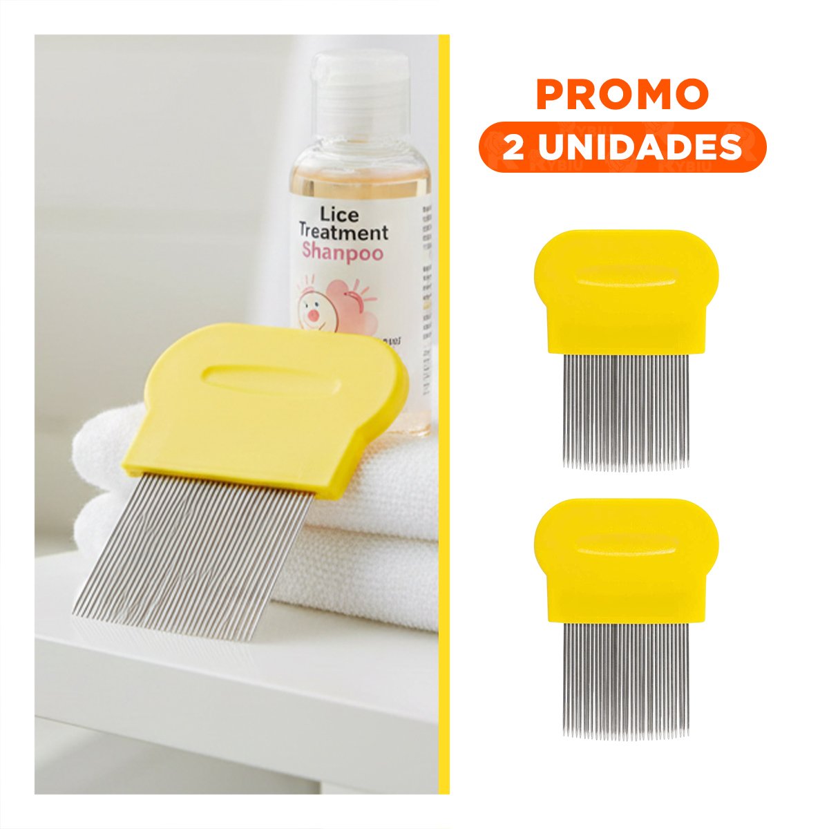 PACK2 HERRAMIENTA CLASICA AMARILLO PARA PIOJOS Y LIENDRES RESISTENTE EN HOGAR - 1
