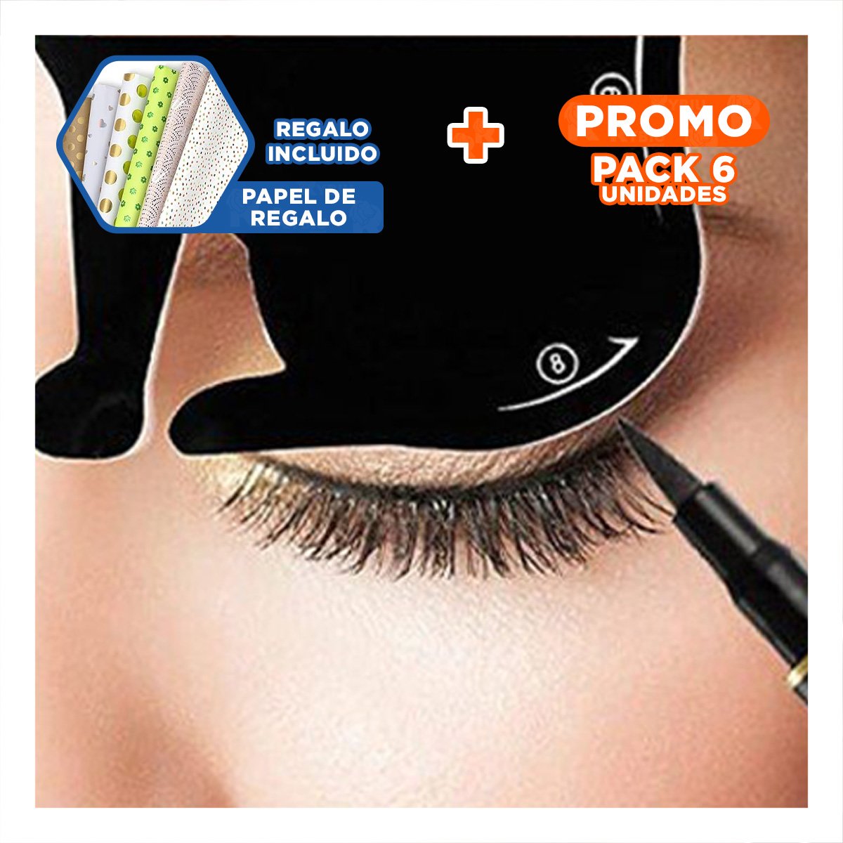 PACK6 DISPOSITIVO PROFESIONAL NEGRO PARA DELINEADO DE OJOS ALTA CALIDAD Y+PAPEL REGALO - 1