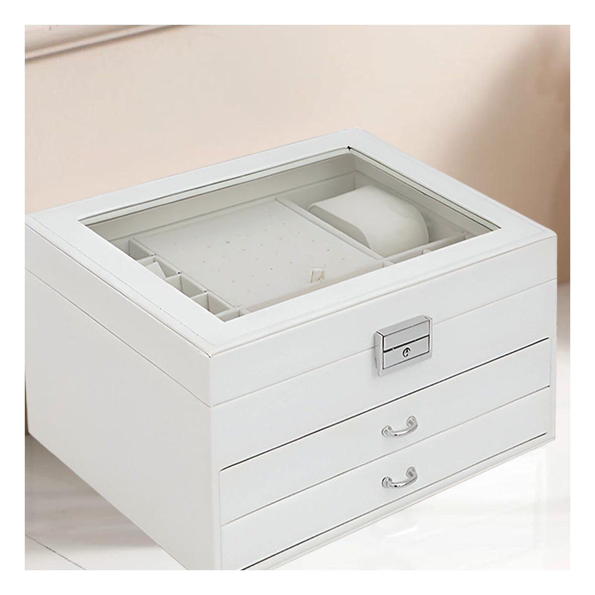 ORGANIZADOR MANUAL BLANCO PARA JOYERO 3 NIVELES FACIL DE MANEJAR Y CONFIABLE Y+PAPEL REGALO - 3