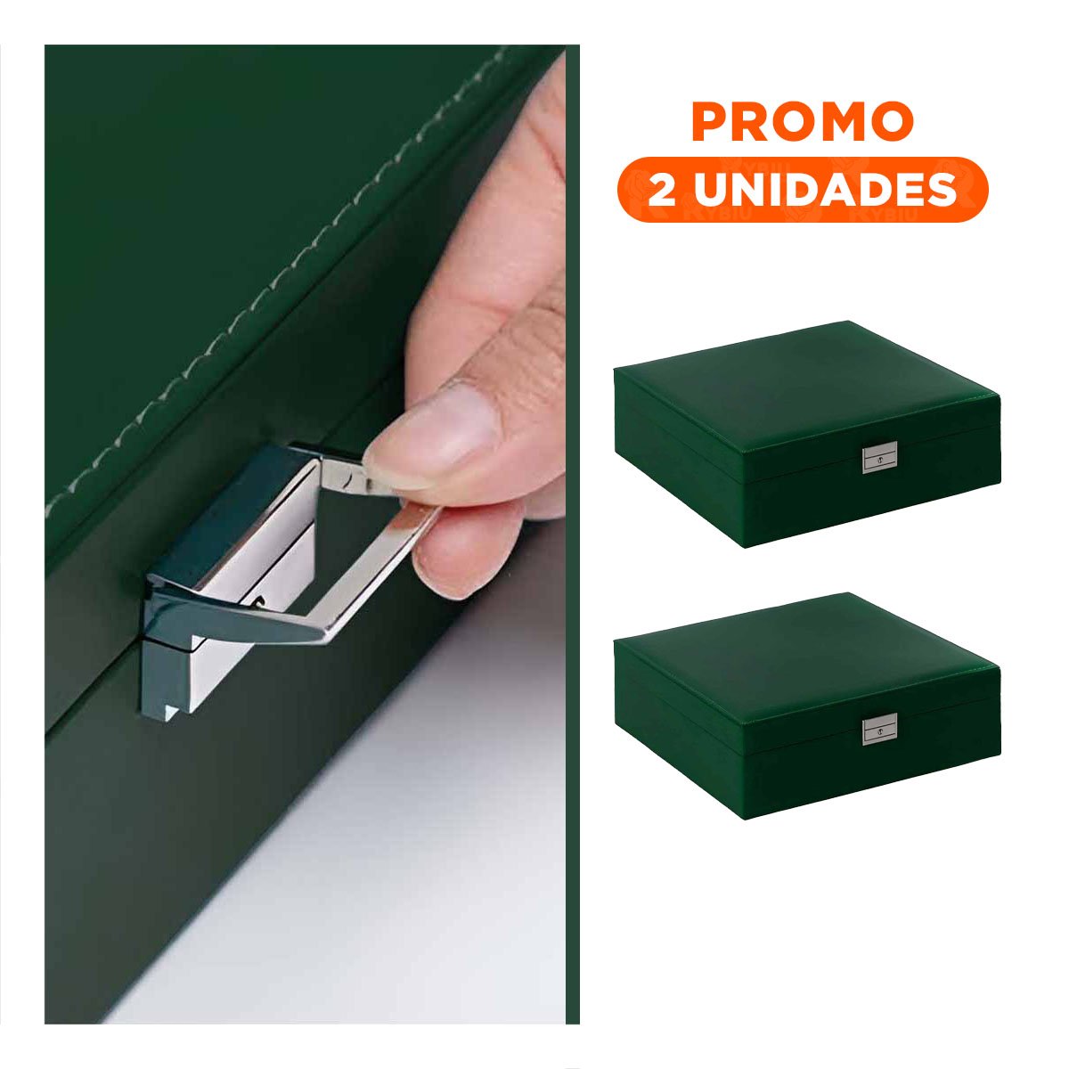 PACK2 CONTENEDOR VERDE OSCURO PARA JOYERO 2 NIVELES RESISTENTE PRACTICO DURABLE - 1
