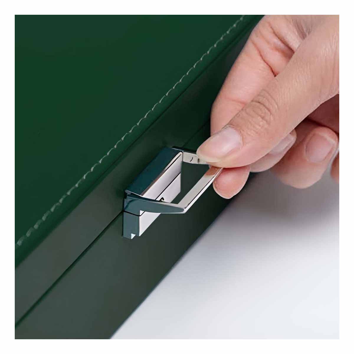 PACK6 CAJA ORGANIZADORA COMPACTA VERDE OSCURO PARA JOYERO 2 NIVELES COMODA UTIL Y+PAPEL REGALO - 2
