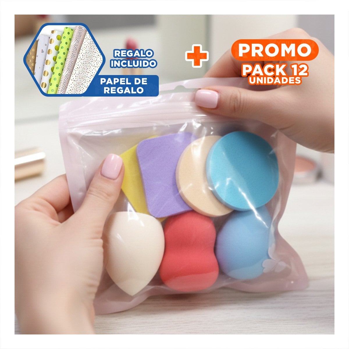 PACK12 DISPOSITIVO COMPACTO MULTICOLOR PARA MAQUILLAJE CON 7 PIEZAS FACIL Y+PAPEL REGALO - 1
