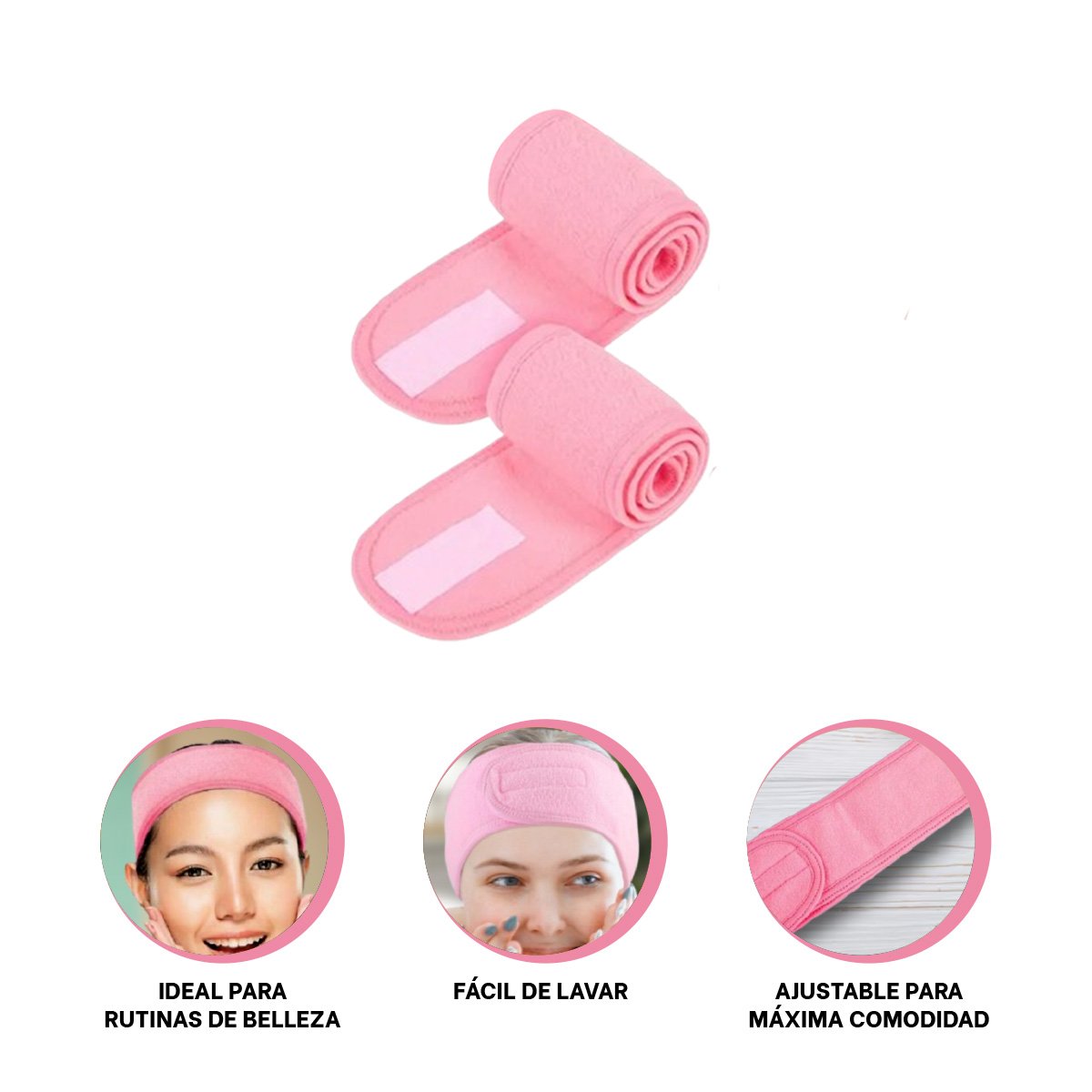 BANDA ROSADO AJUSTABLE PARA SPA 60X8,5CM SUAVE Y RESISTENTE DIARIO - 3