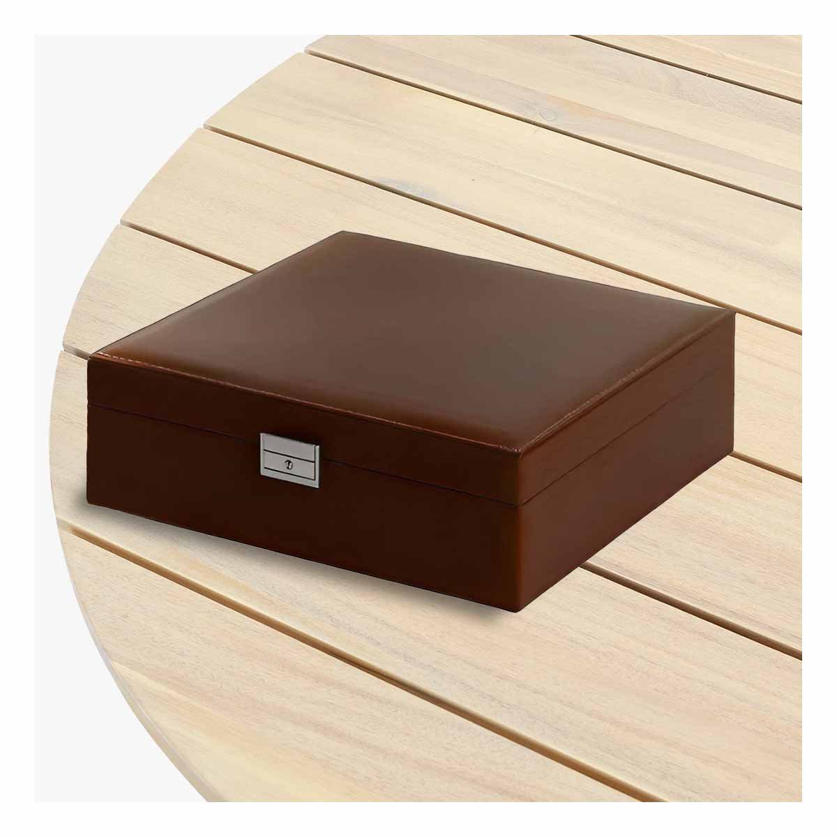 PACK4 CAJA ORGANIZADORA MANUAL MARRON PARA JOYERO 2 NIVELES FACIL CONFIABLE UTIL Y+PAPEL REGALO - 2
