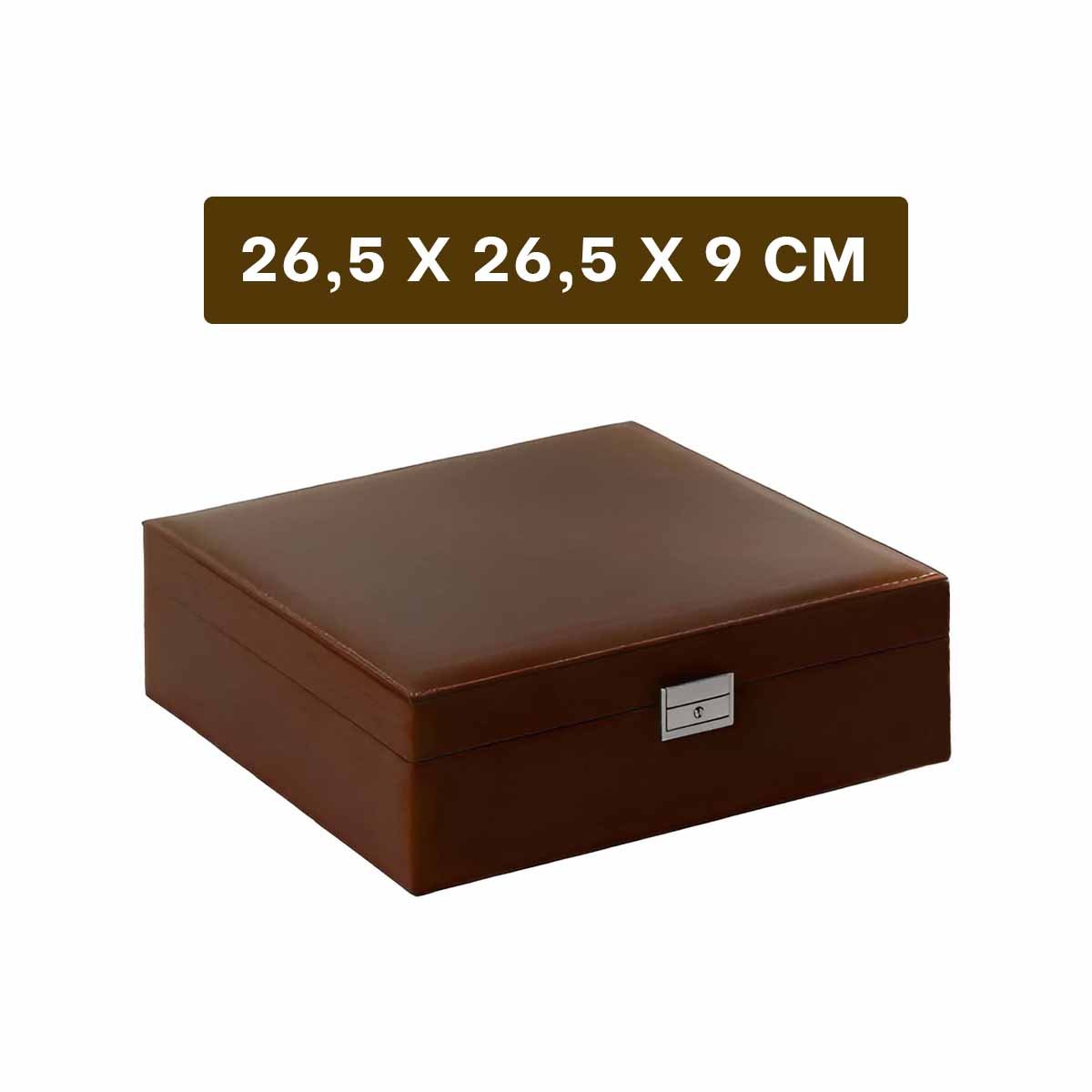 PACK4 CAJA ORGANIZADORA MANUAL MARRON PARA JOYERO 2 NIVELES FACIL CONFIABLE UTIL Y+PAPEL REGALO - 4