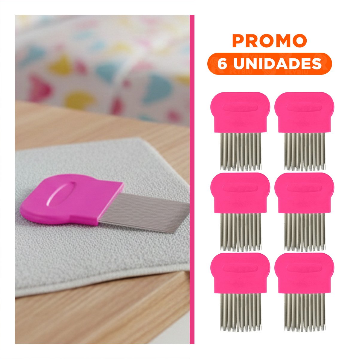 PACK6 PEINE CLASICO FUCSIA PARA PIOJOS Y LIENDRES COMODO Y DURADERO - 1