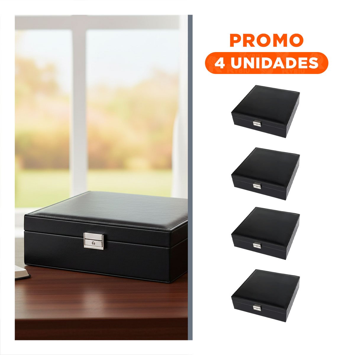 PACK4 CAJA ORGANIZADORA NEGRO PARA JOYERO 2 NIVELES INTERIORES RESISTENTE Y+REGALO STICKER - 1