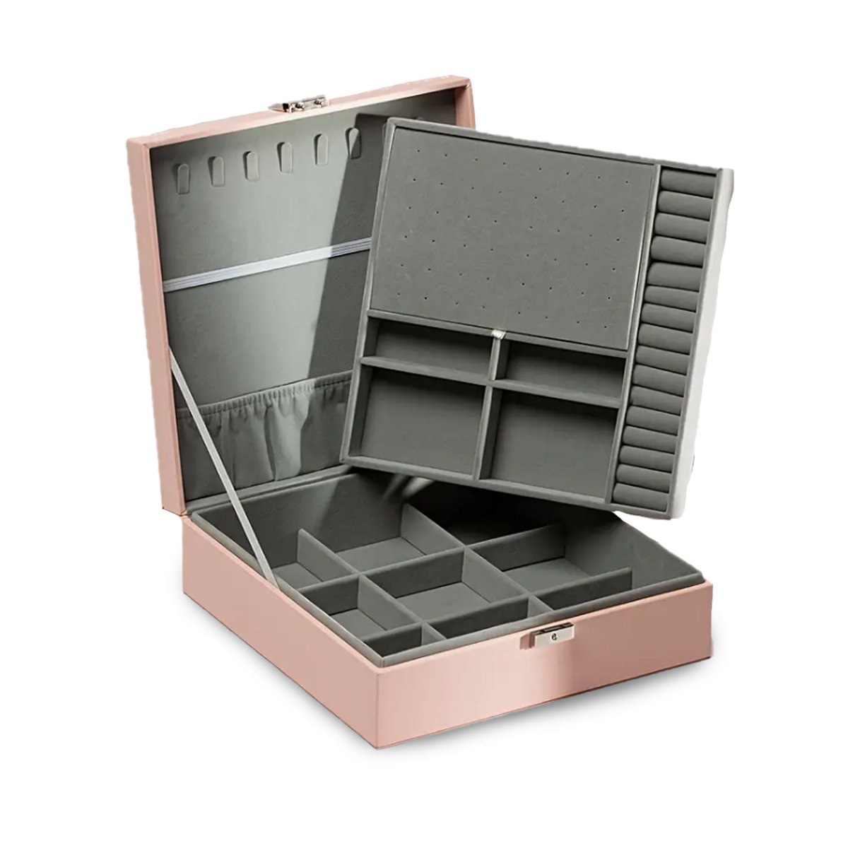 ORGANIZADOR PORTATIL ROSADO PARA JOYERO 2 NIVELES LIGERO PRACTICO DURABLE Y+LIGAS REGALO - 3