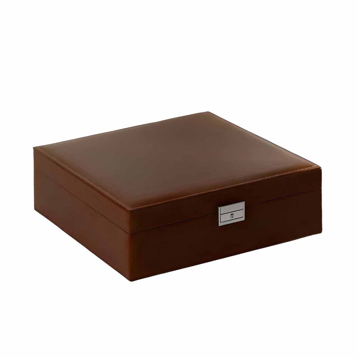 ORGANIZADOR MANUAL MARRON PARA JOYERO 2 NIVELES FACIL CONFIABLE UTIL Y+PAPEL REGALO - 1