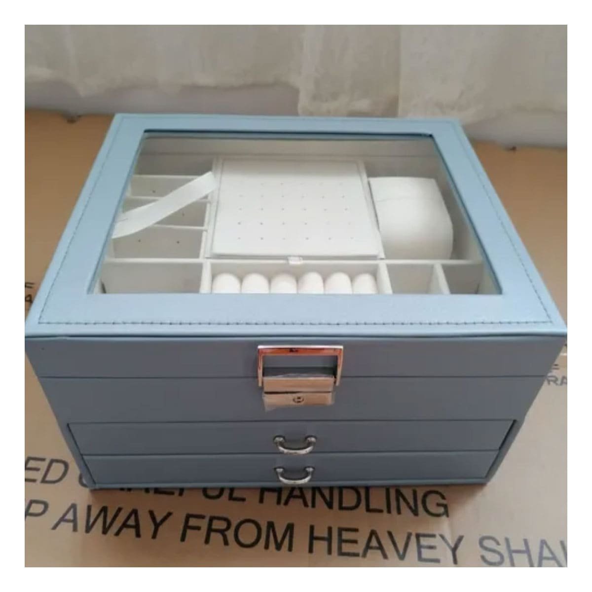 ORGANIZADOR COMPACTO CELESTE ACERO PARA JOYERO 3 NIVELES FACIL DE USO DIARIO Y+REGALO STICKER - 5