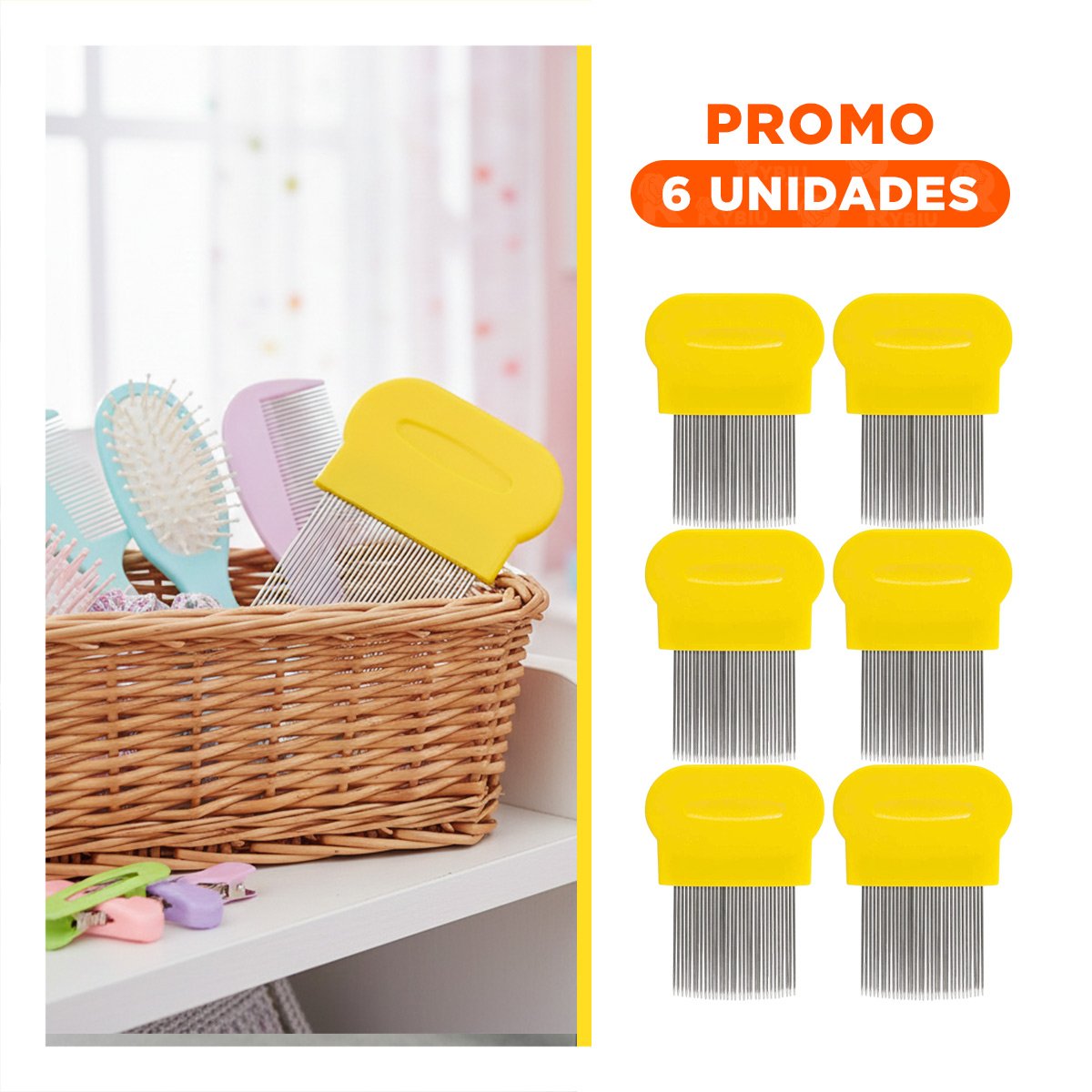 PACK6 PEINE CLASICO AMARILLO PARA PIOJOS Y LIENDRES COMODO Y DURADERO - 1
