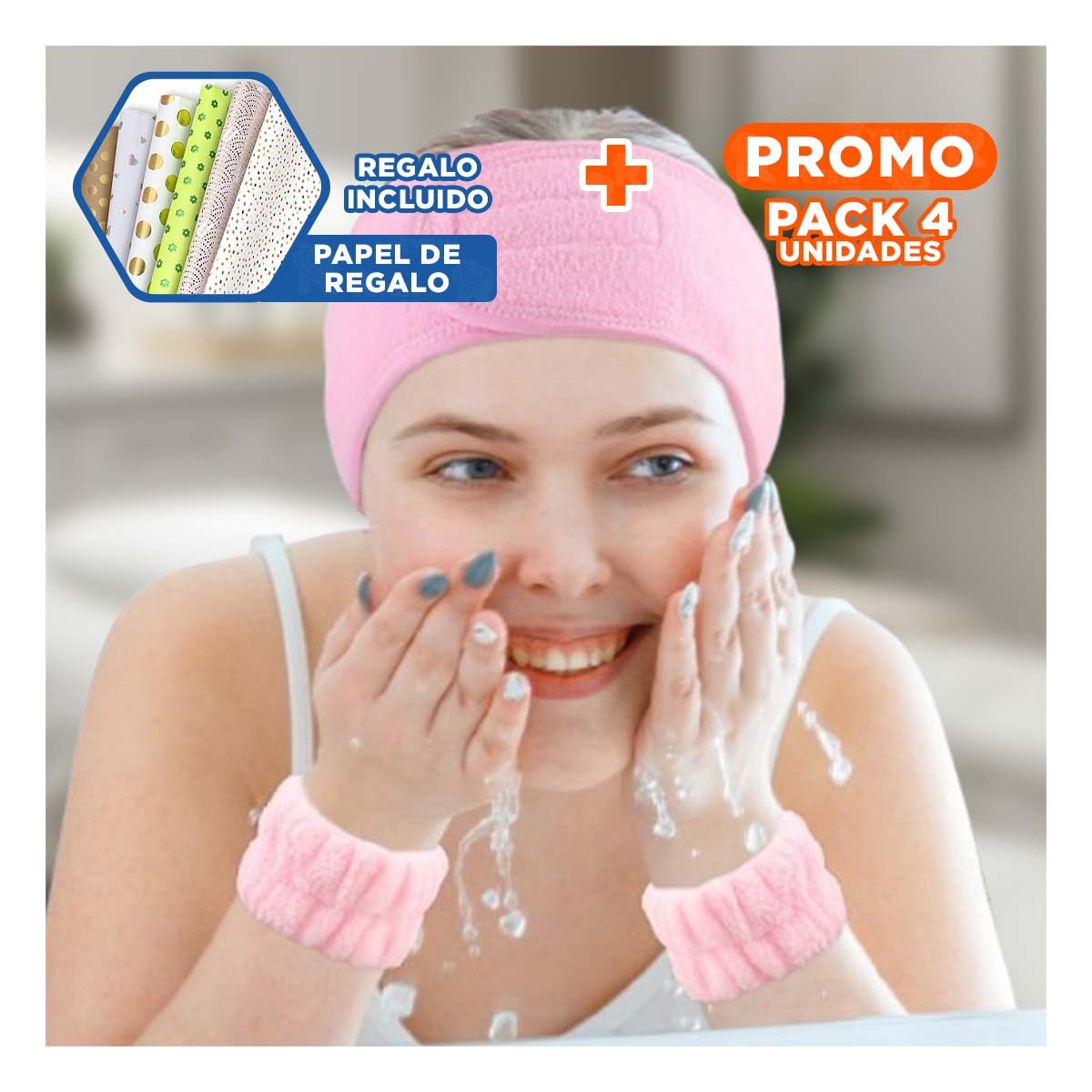 PACK4 SOPORTE MANUAL ROSADO AJUSTABLE PARA SPA 60X8,5CM PRACTICO Y+PAPEL REGALO - 1