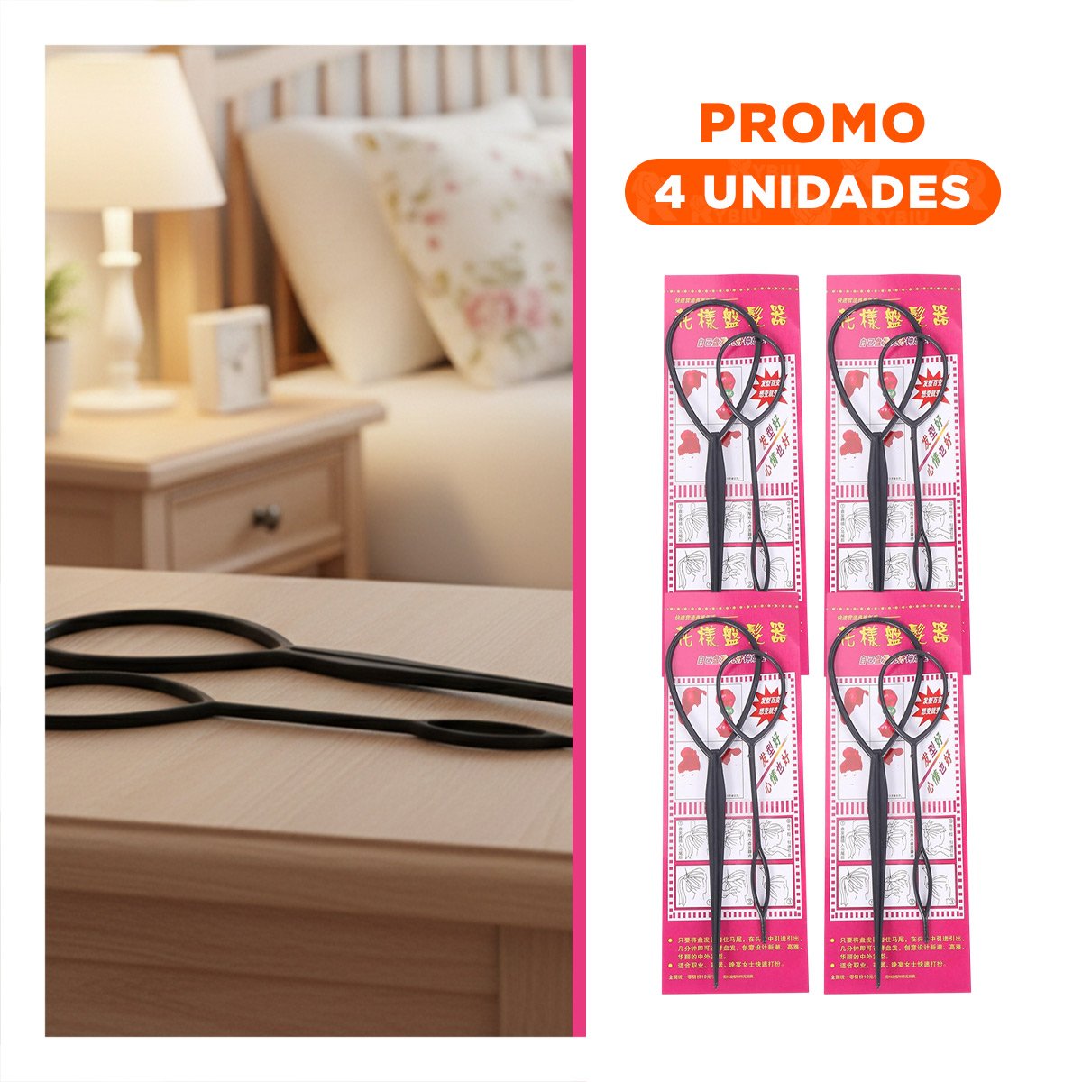 PACK4 PINZA COMPACTA NEGRO PARA PEINAR EN 2 MEDIDAS FACIL DE USAR Y+REGALO STICKER - 1