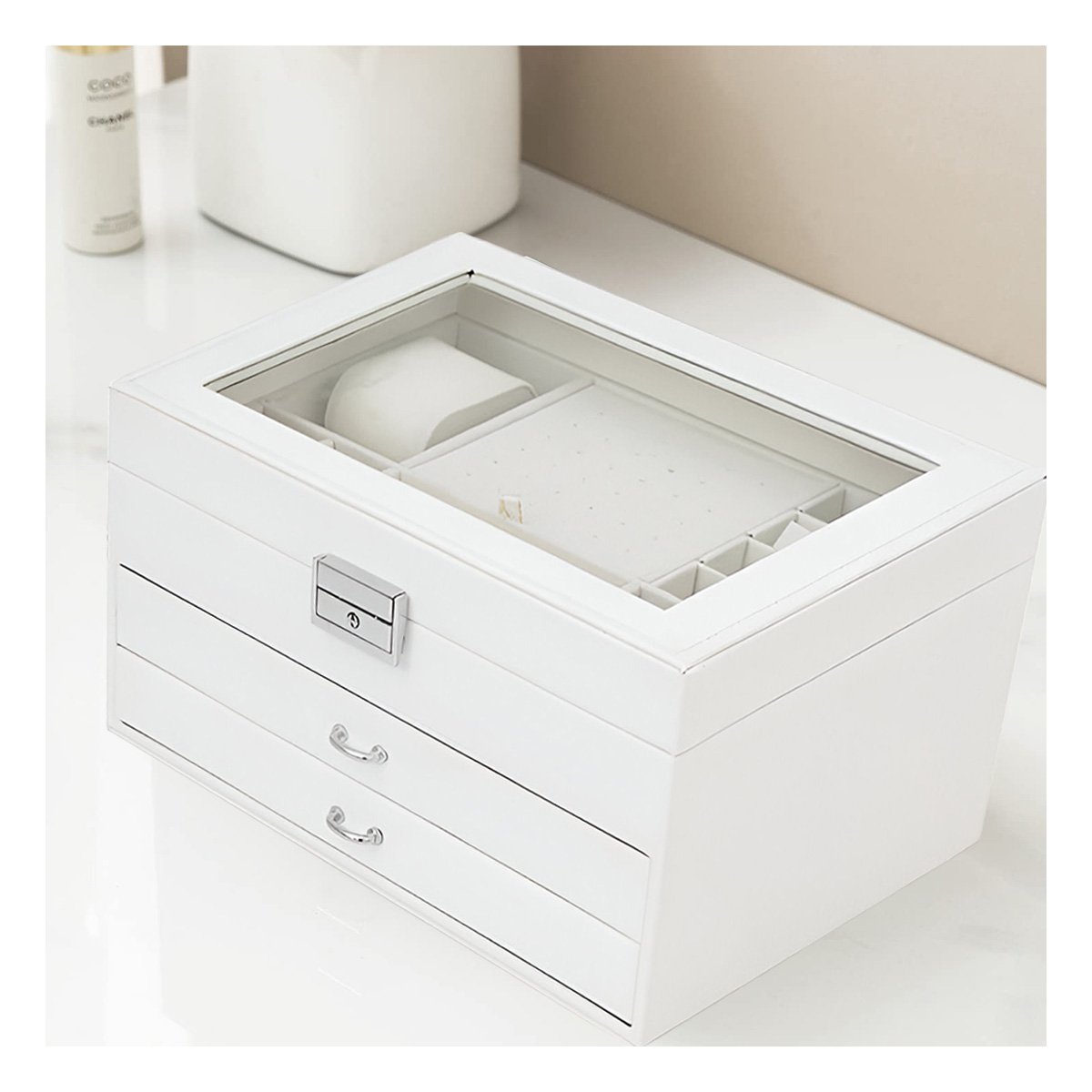 ORGANIZADOR COMPACTO BLANCO PARA JOYERO 3 NIVELES COMODO Y UTIL PARA TODOS Y+REGALO STICKER - 2