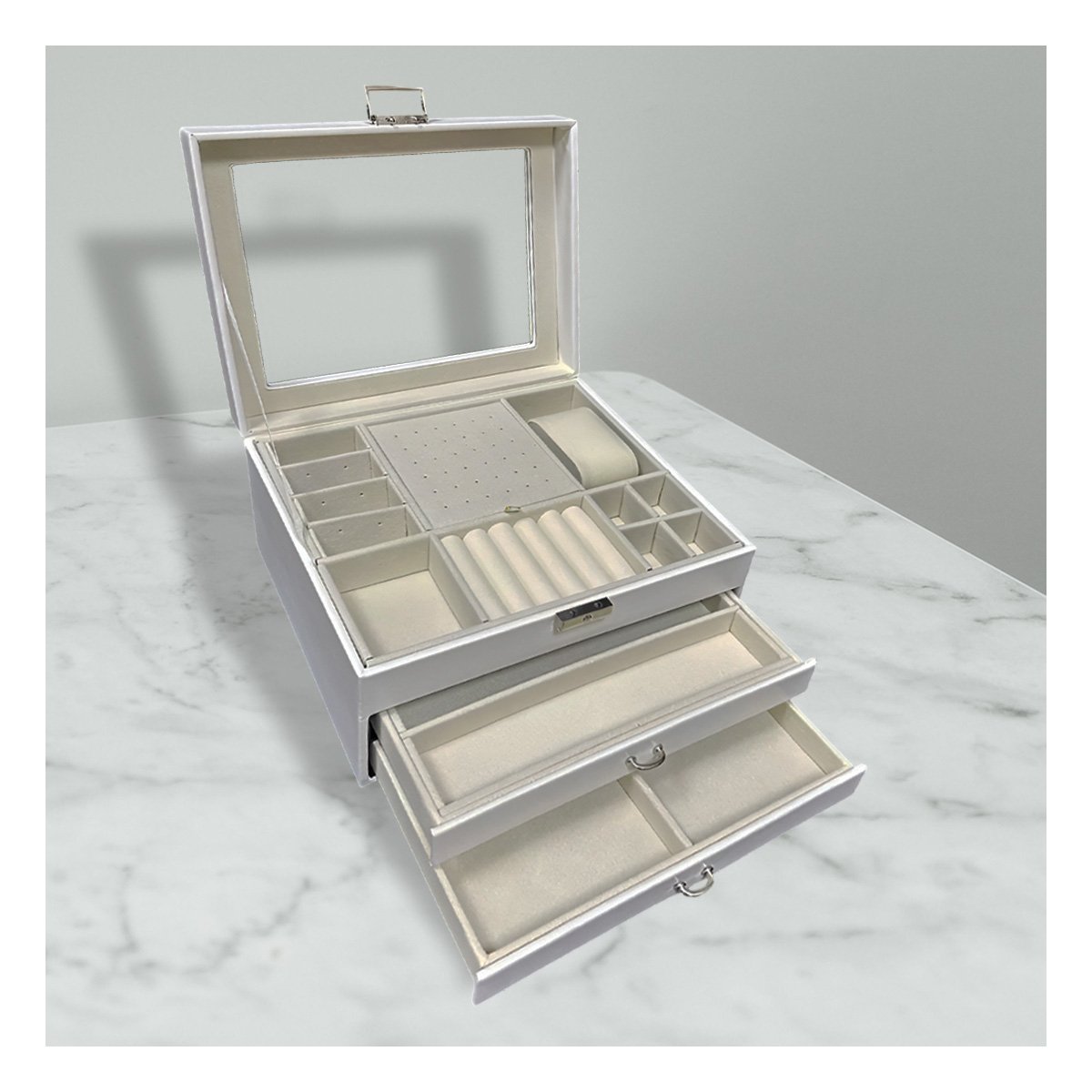 ORGANIZADOR COMPACTO BLANCO PARA JOYERO 3 NIVELES COMODO Y UTIL PARA TODOS Y+REGALO STICKER - 5