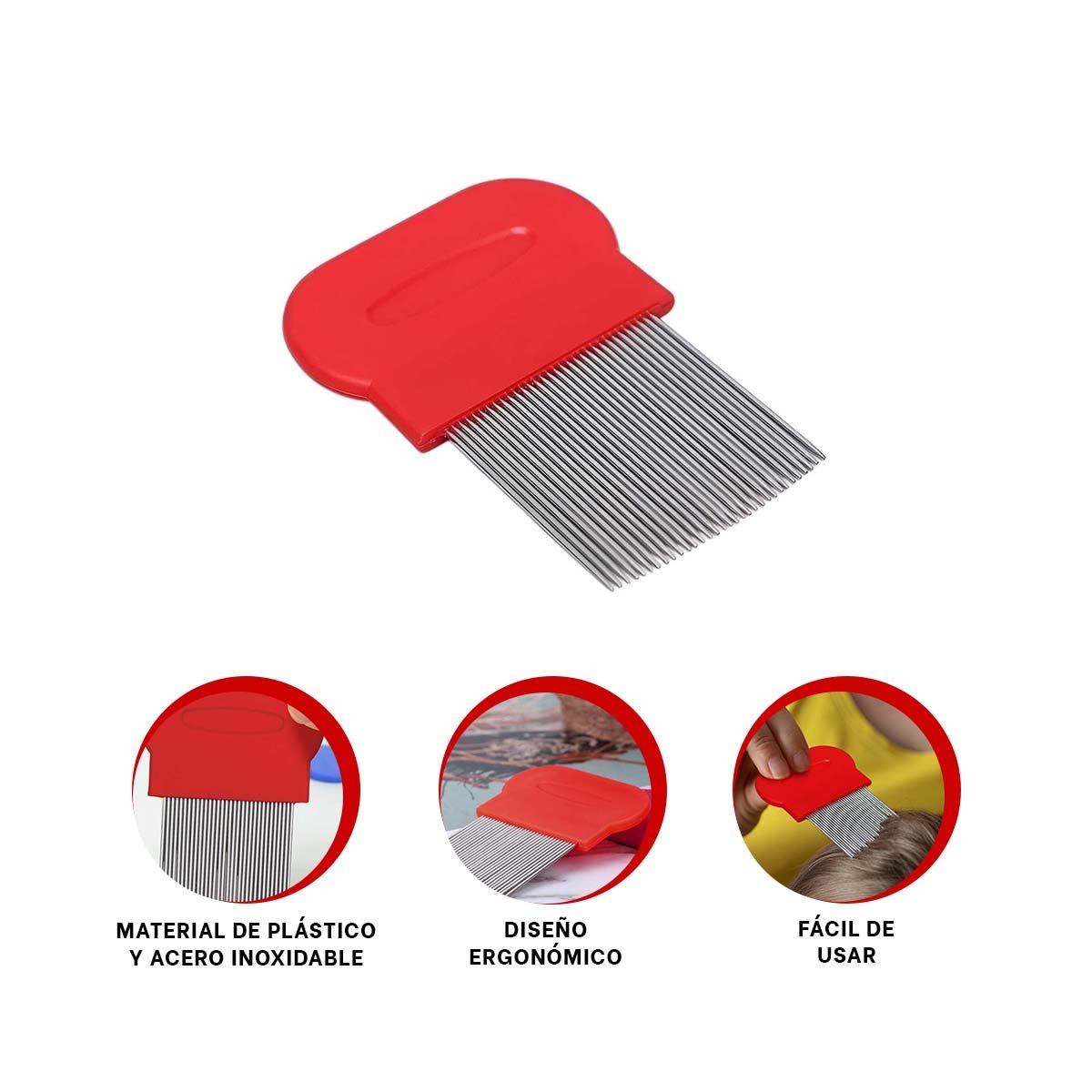 APLICADOR ROJO PARA PIOJOS Y LIENDRES RESISTENTE Y PRACTICO EN CASA - 3