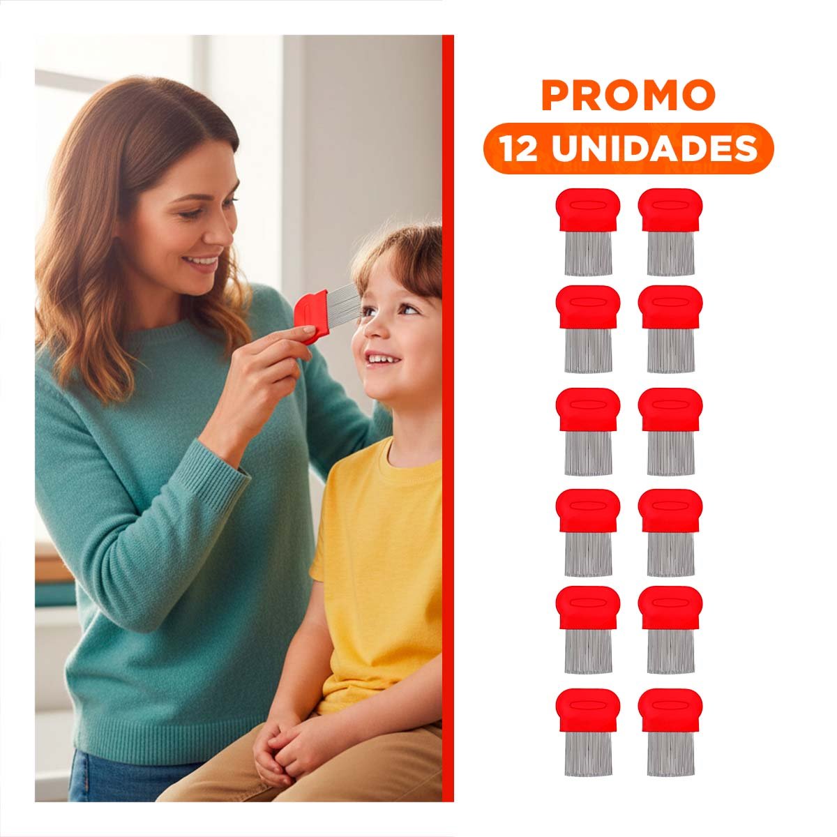 PACK12 PEINETA CLASICA ROJO PARA PIOJOS Y LIENDRES COMODA Y DURADERA Y+REGALO STICKER - 1
