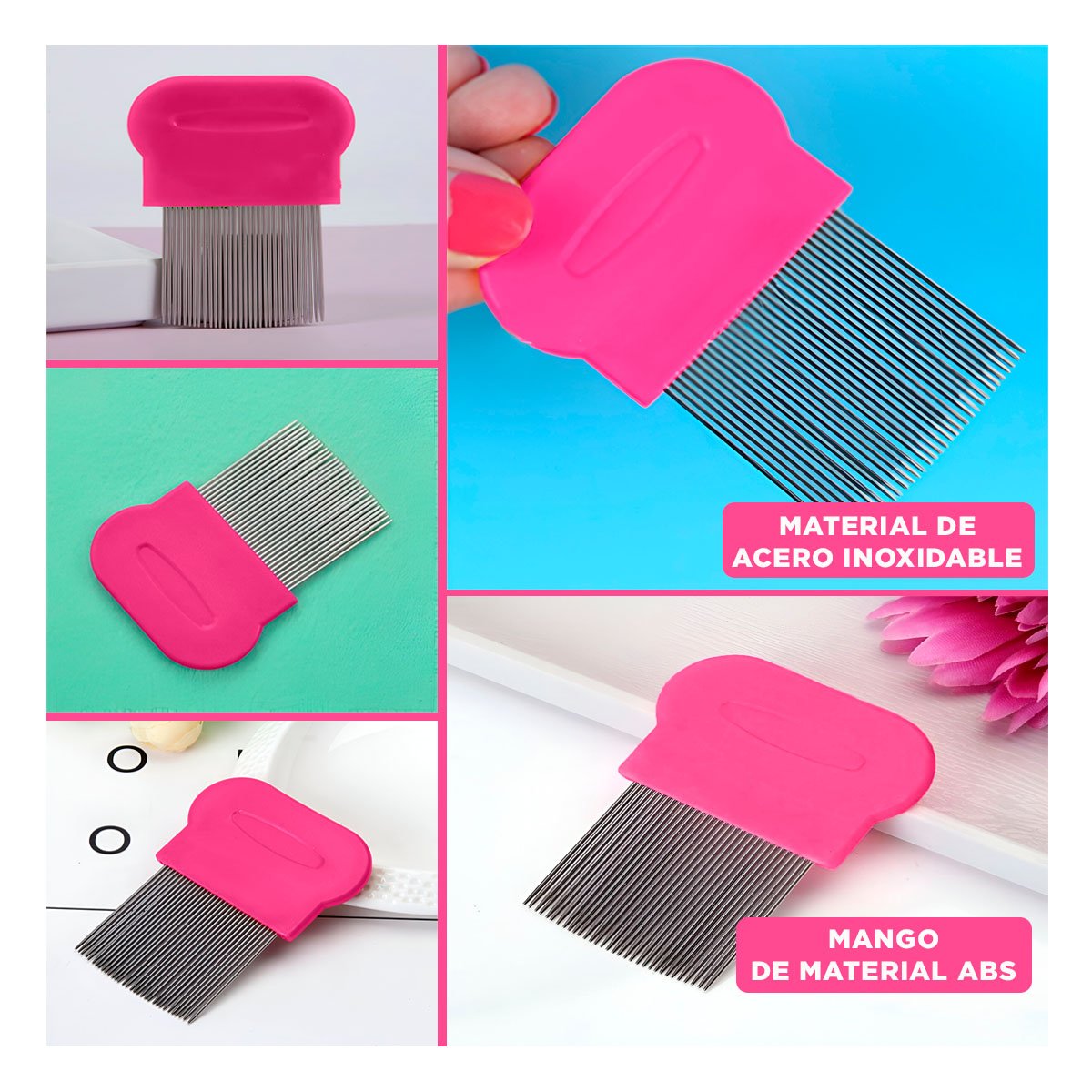 PACK2 HERRAMIENTA COMPACTA FUCSIA PARA PIOJOS Y LIENDRES FACIL DE USAR Y+PAPEL REGALO - 3