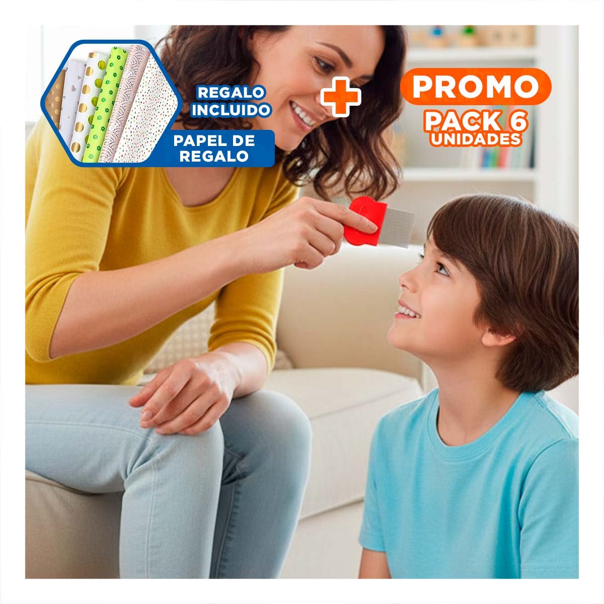 PACK6 PEINE COMPACTO ROJO PARA PIOJOS Y LIENDRES FACIL DE USAR Y+PAPEL REGALO - 1