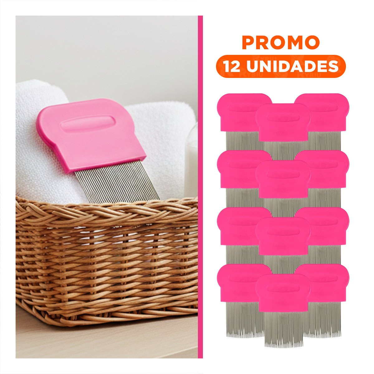 PACK12 PEINETA CLASICA FUCSIA PARA PIOJOS Y LIENDRES COMODA Y DURADERA Y+REGALO STICKER - 1