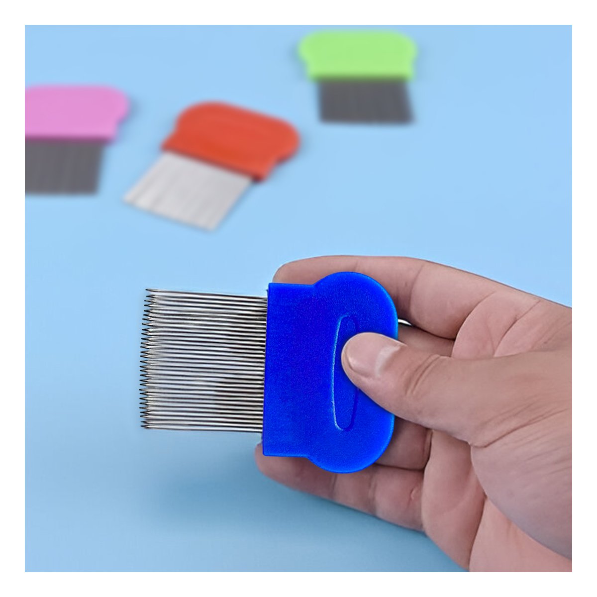 PACK12 PEINETA FINA AZUL PARA PIOJOS Y LIENDRES PRACTICA Y RESISTENTE - 3
