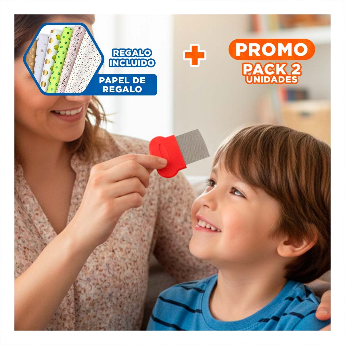 PACK2 HERRAMIENTA COMPACTA ROJO PARA PIOJOS Y LIENDRES FACIL DE USAR Y+PAPEL REGALO - 1